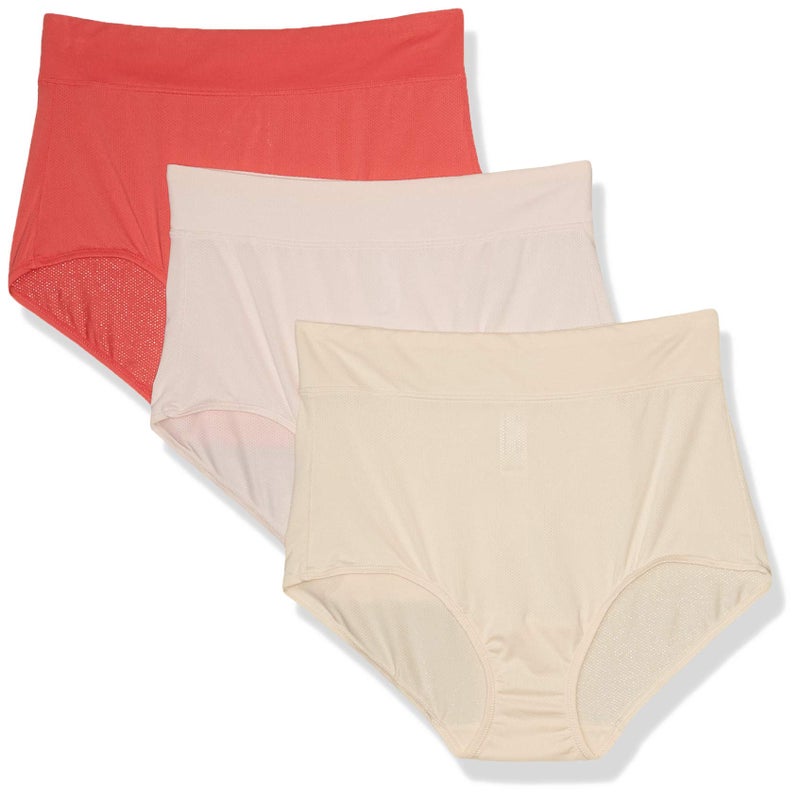 Warner's womens Blissful Benefits No Muffin Top Breathable Micro Brief Panties Multipack Underwear, Roswater/Pearled Ivory/Coral, XX-Large US - Image 1